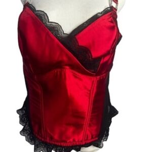 Cacique26/28 Red & Black Satin Bustier Corset
